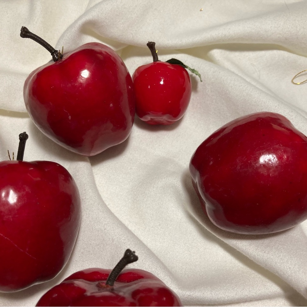 Vintage collection of glossy red apples holiday ornaments decorations for home - Picture 3 of 8